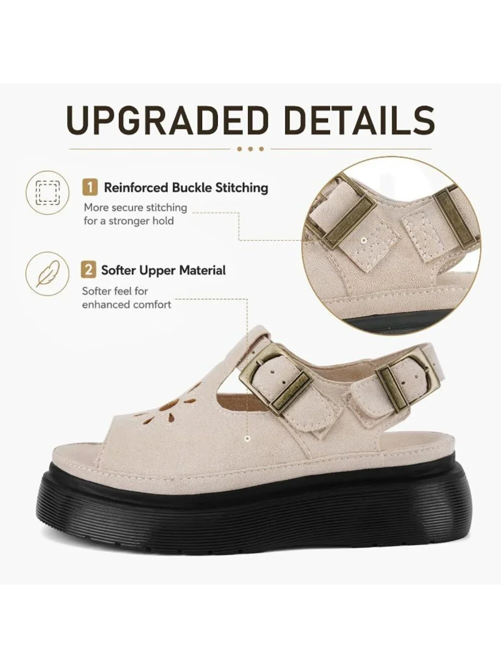 Women's Beige Flat Open Toe Flower Decoration Fisherman Platform Sandal Shoes
